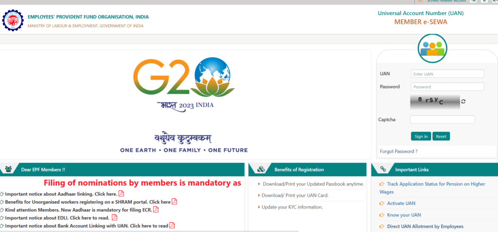 How to reset EPFO password